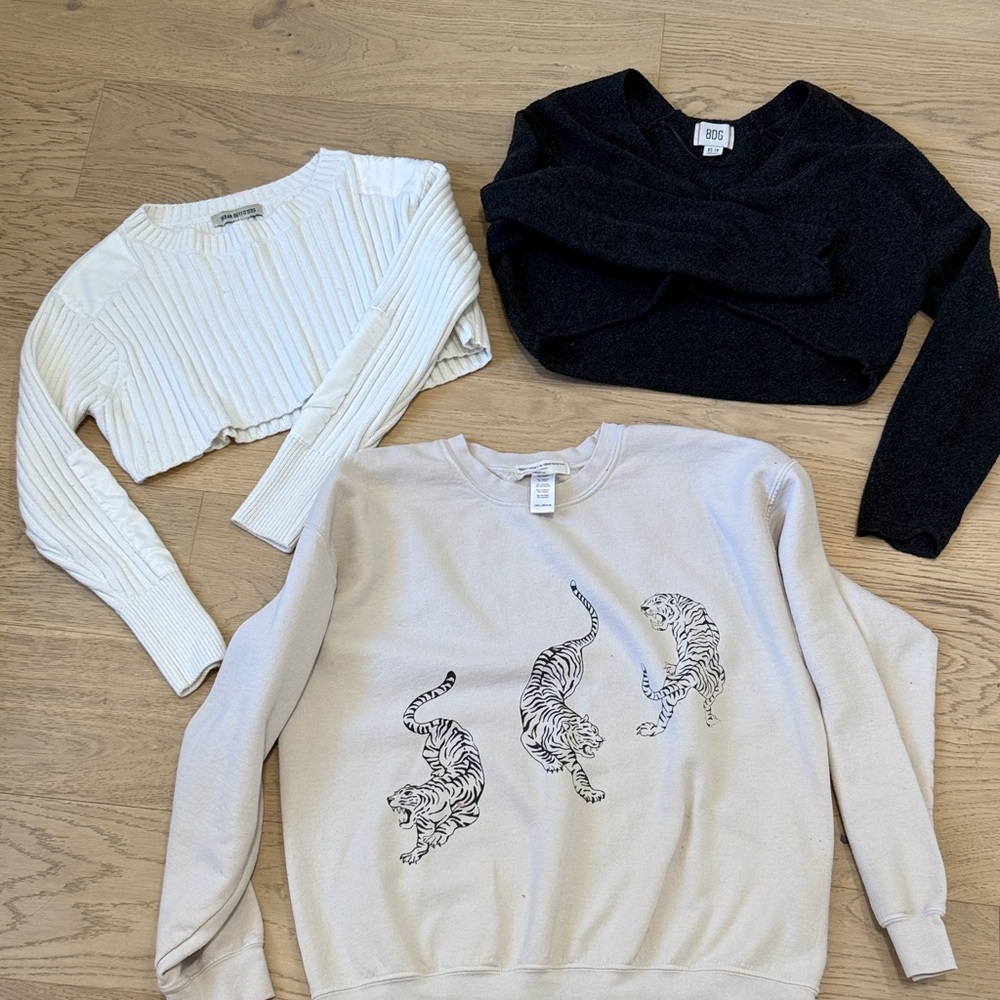 Urban Outfitters Black White Cream Sweater Trio small & xs